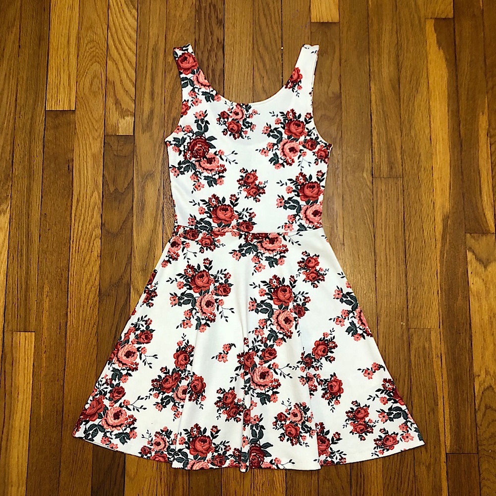 Red and White Floral Dress